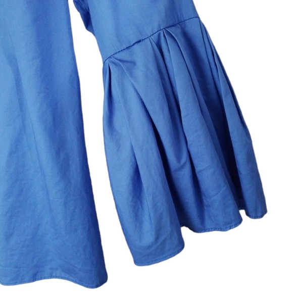 Jane and Delancey Blue Blouse Size Small Cotton 3/4 Bell Sleeve - Picture 3 of 12